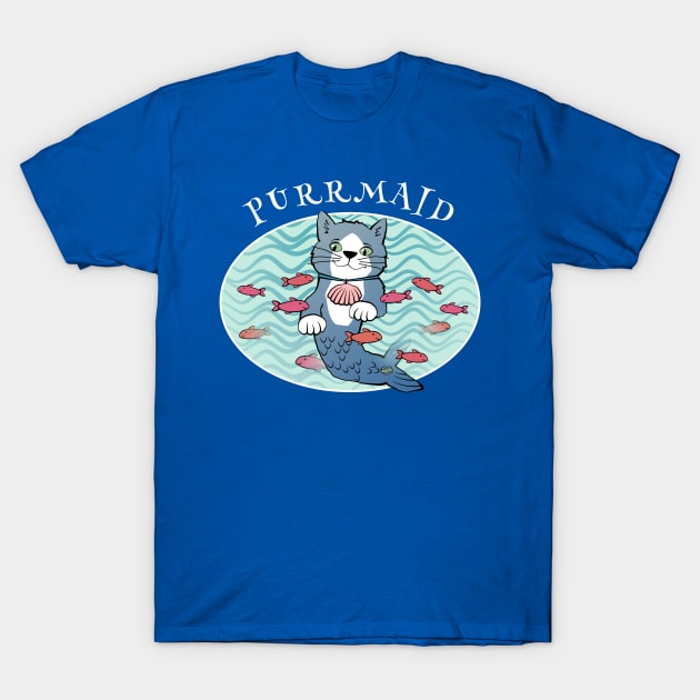 Purrmaid Mermaid Cat T-Shirt by Sue Cervenka